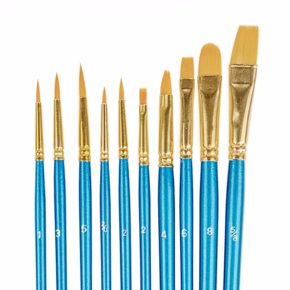 

1Set Of 10 Pcs Fine Detail Paint Brush Artist Miniature Painting Pen for Detailing Art Drawing Acrylic Watercolor Oil Blue Color