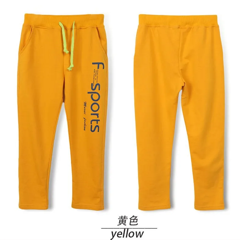 FREE SHIPPING kids boys sports pants letter print boys trousers YELLOW 3