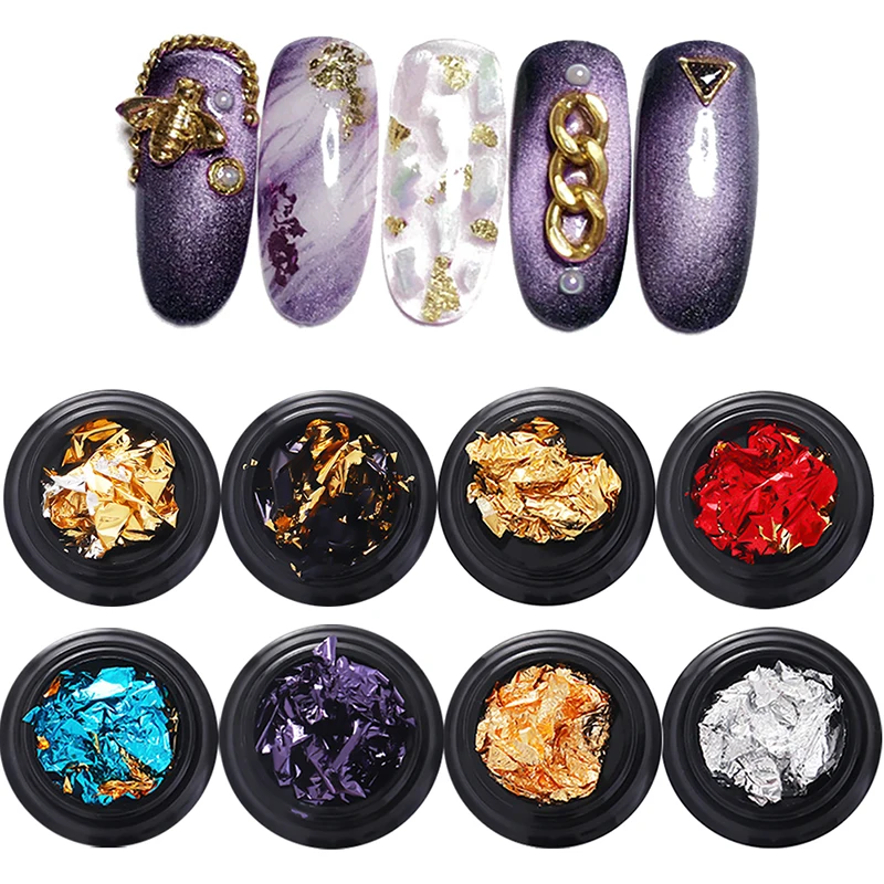 

Gold Silver Glitter Nail Foil Sticker UV Gel Nail Tips Image Transfer Decals DIY Manicure Decorations