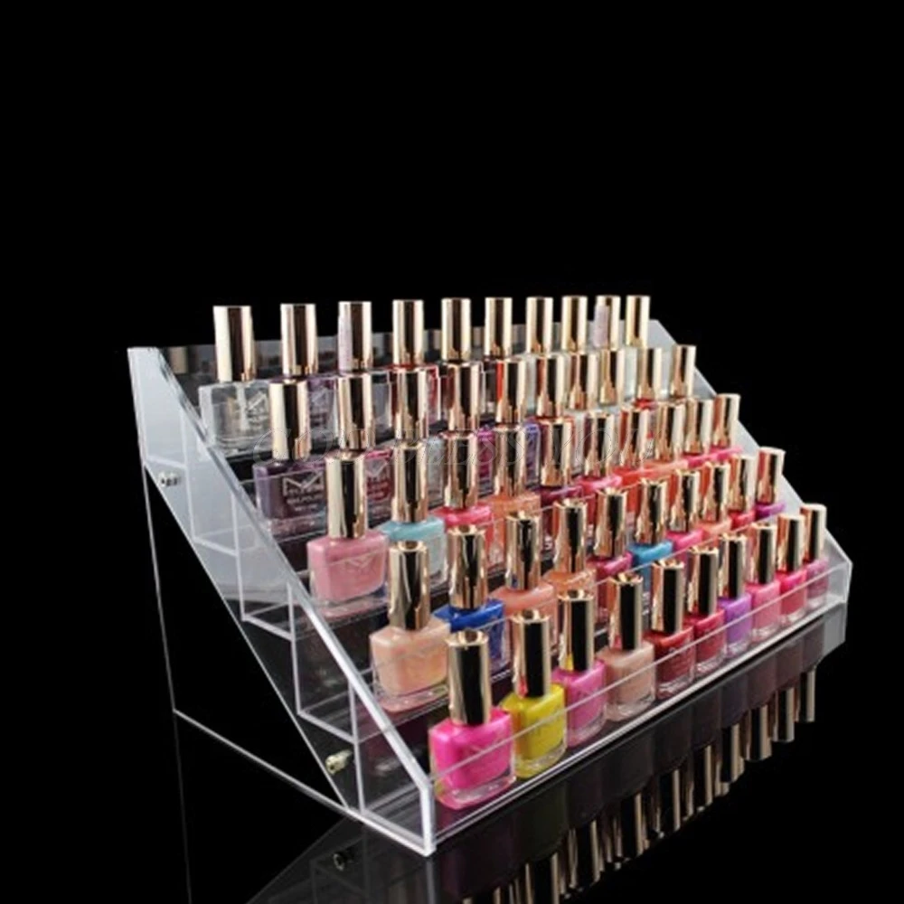 

Free Shipping Clear Acrylic 65 Bottles Makeup Nail Polish Organizer Display Stand Holder Tool