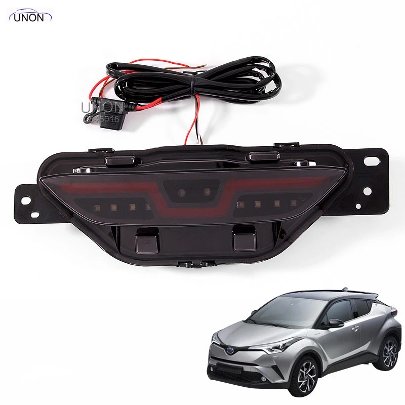  HOTTOP led rear bumper light for toyota chr 2017-18 driving lamp + brake light + reverse light 3 fu - 32863887375