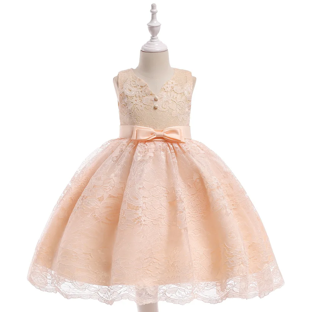 

New 2019 Girls Lace Princess Summer Dress Performance Evening Party Dress Costumes Kids Frocks For Girls Wedding Dress Vestidos