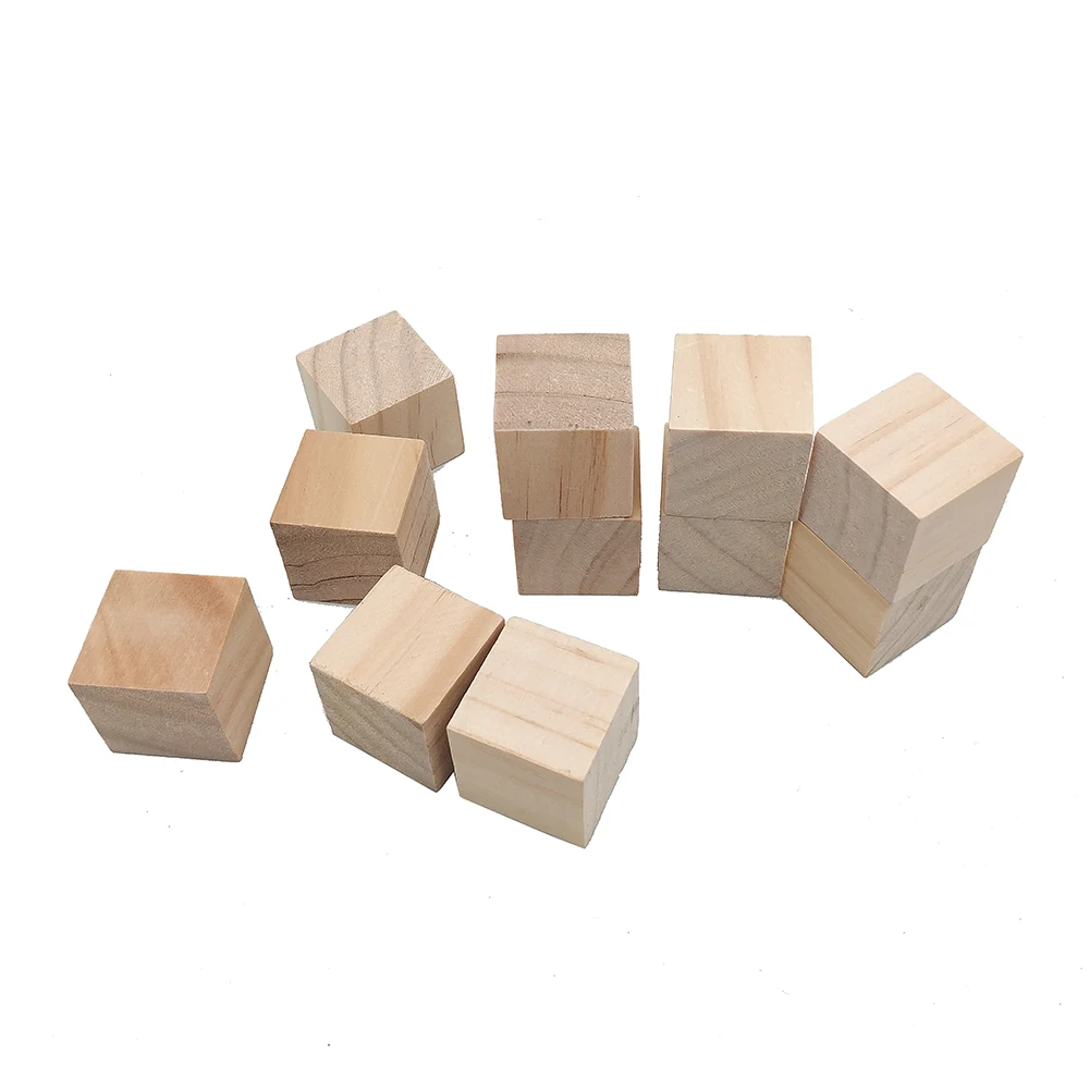Деревянные кубики деревянные квадратные блоки для математической головоломки для рукоделия и DIY проектов для пирографии DIY ремесло фото реквизит и украшение