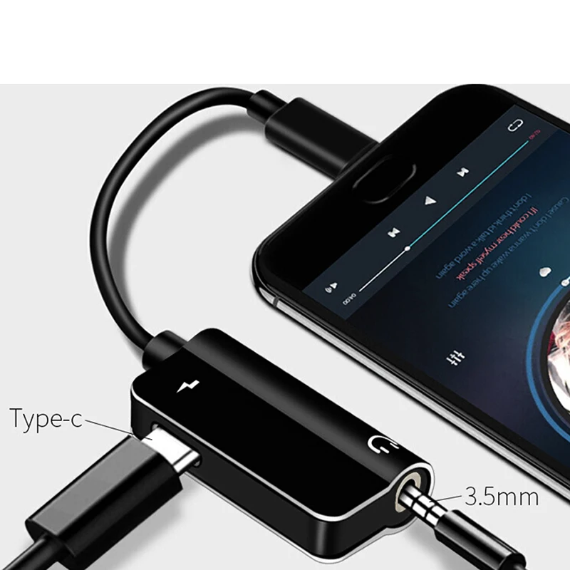 2 in 1 Type C Adapter To 3.5MM Charging Headphone Audio Adapter Music Calling Type C Splitter