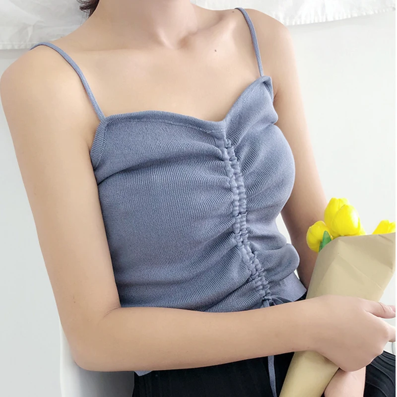 

knitting Pull Femme Tank Top Vintage V neck Sleeveless T-shirt 2019 Woman Slim Fit t shirt tight tee Summer Retro Tops 5 colors