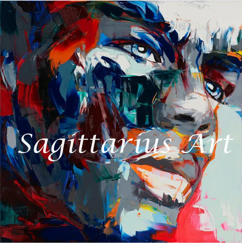 

Francoise Nielly Designer Untitled 551 Hand Painted Cool Face Palette knife Abstract Oil Painting Canvas Fine Artwork Home Decor