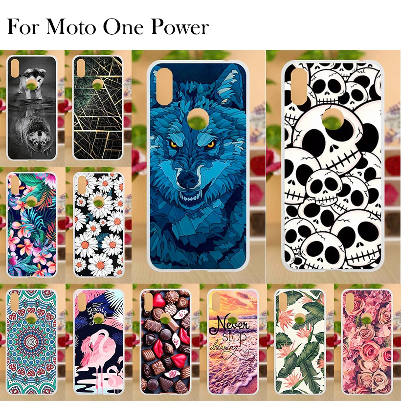 

Phone Case For Motorola One Power Case For Moto P30 Note Case Cover Funda Transparent Flower Painted Soft TPU Back Bumper 6.2