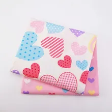 2 шт./лот, хлопок, ткань с принтом в виде сердца, Лоскутная саржевая Ткань для шитья, для рукоделия, для шитья, для вышивания жировых четвертей, текстильный материал для подушки