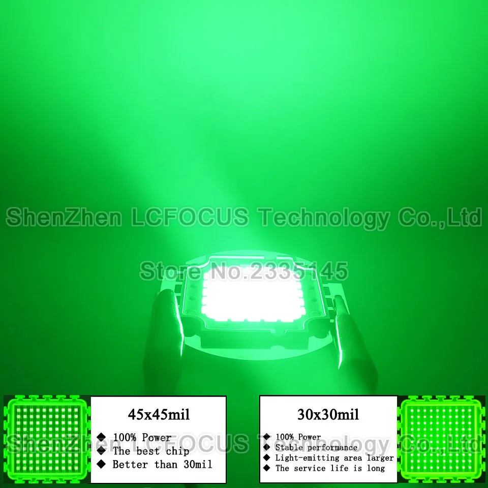 Высокомощный светодиодный чип 20 Вт Зеленый 520 525nm COB диод SMD для DIY 40 60 100 прожектор