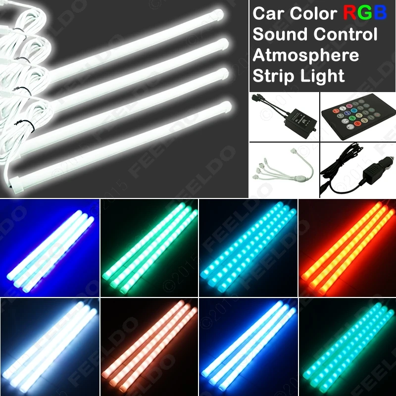 4pcs Set Car Interior Glow Decorative Wireless Sound Control