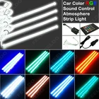 4pcs/set Car Interior Glow Decorative Wireless Sound Control RGB Atmosphere LED Light Strip(3rd Generation) J-3598