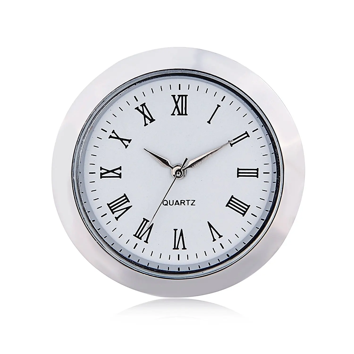 Mini Clock Quartz Movement Insert Round 1 7/16" (35mm) White Face