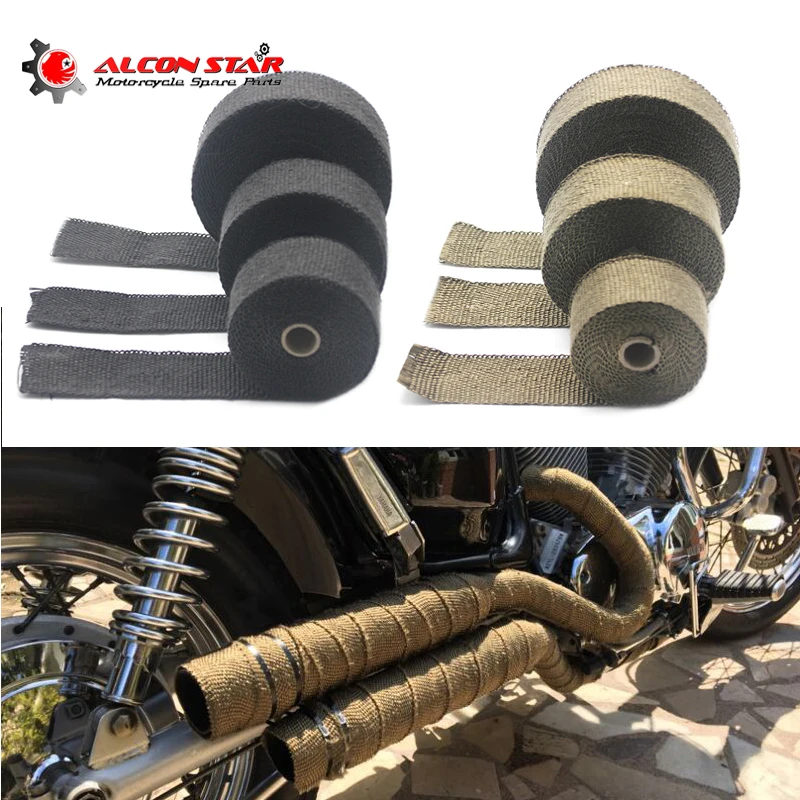 

Alconstar-5M 10M 15M Motorcycle Turbo Mainfold Heat Exhaust Thermal Wrap Tape with 6 Stainless Ties For Honda CBR for Harley KTM