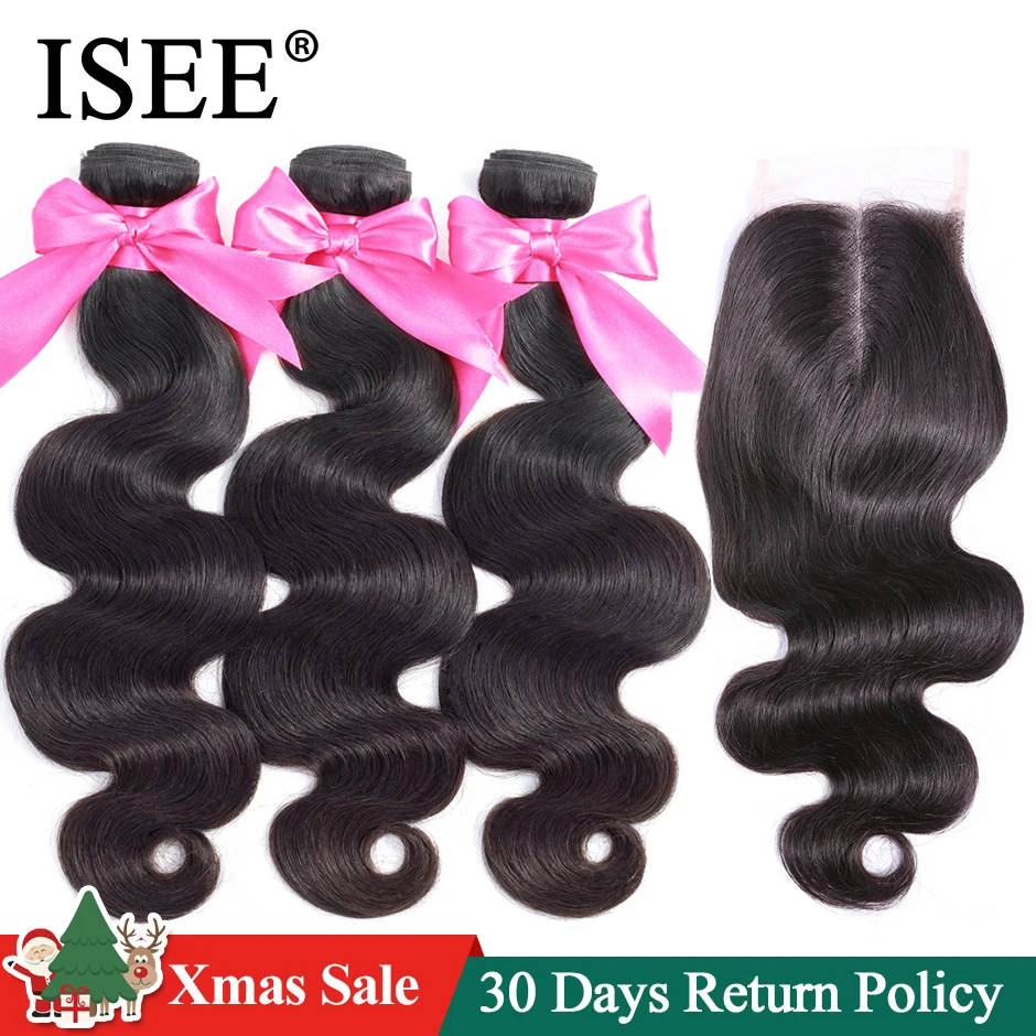 online ISEE Remy Do CABELO Onda Do Corpo Com Fechamento 3 4 Bundles Cabelo Humano Pacotes Com Fecho Brasileira Pacotes Tecer Cabelo Com Fecho