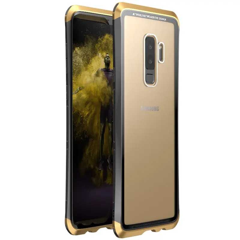 Металлический бампер для samsung Galaxy S9 чехол S 9 прозрачный стеклянный чехол для Galaxy S9 чехол для samsung Galaxy S9 Plus чехол - Цвет: Black and Gold