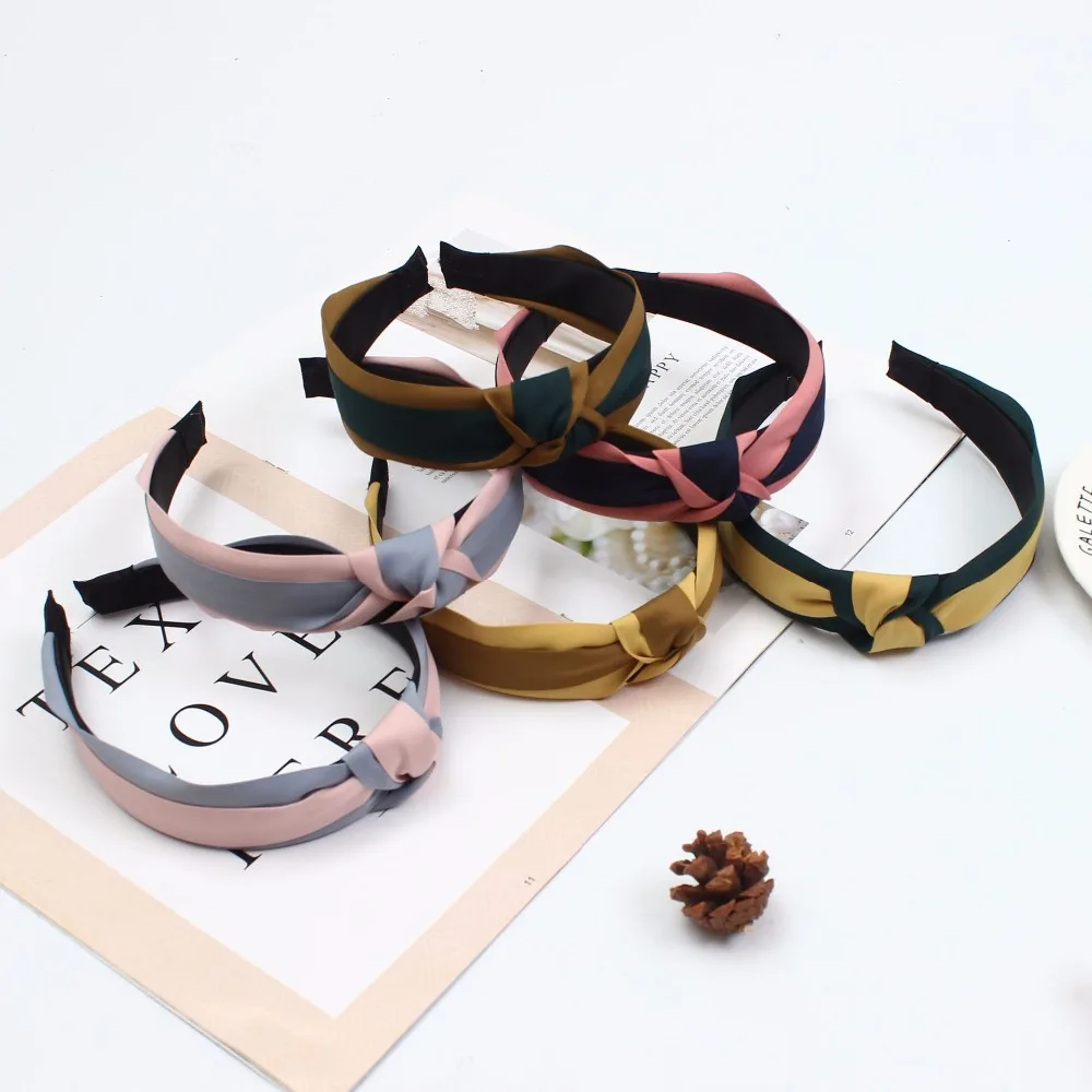 

Girls Elastic Hair Hoop Top Knot Turban Headbands Cloth Color Matching Stripe Fashion Hair Accessories for Women