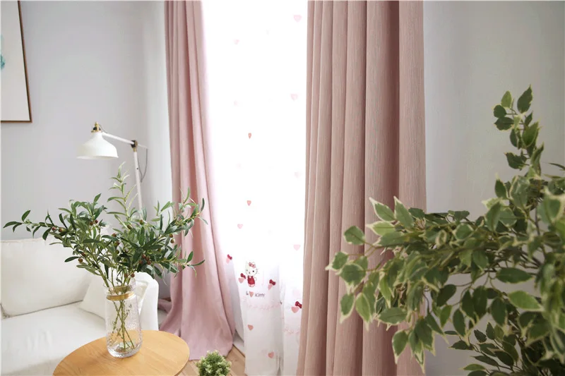 Простой стиль, розовое белье, ткань, декор для комнаты, шторы для окон, занавеска для окна, гостиная, фиолетовые прозрачные шторы 200 и 30