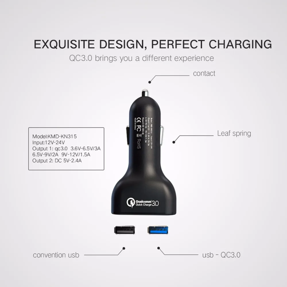 Двойной USB QC 3,0 быстрая зарядка автомобильное зарядное устройство со светодиодом вольтметр ток для iphone ipad samsung S8 LG G5 sony Xperia Z4 новая Прямая
