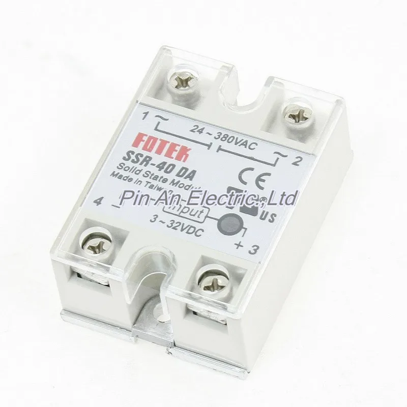 

DC3-32V to AC24-380V 1 Phase Solid State Relay SSR-40DA w Cover