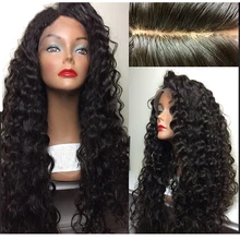 LUFFYHAIR бразильские вьющиеся шелковые Базовые кружевные парики с детскими волосами бесклеевые волосы remy Шелковый Топ кружевные передние парики для черных женщин
