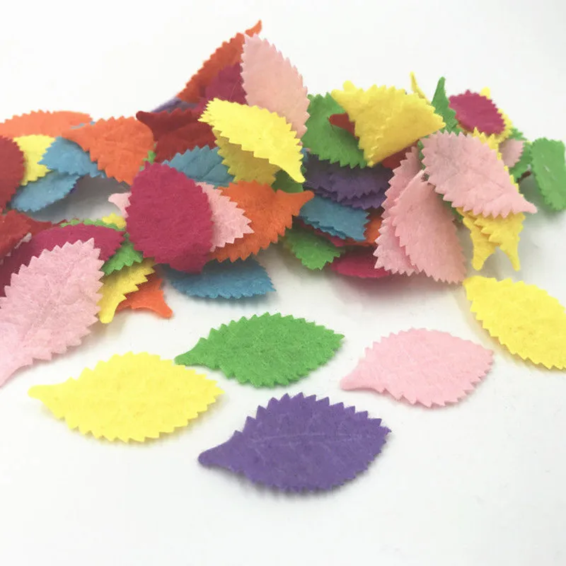 

DIY 200pcs Leaves-shape Felt Card making decoration applique Mixed Colors 31mm