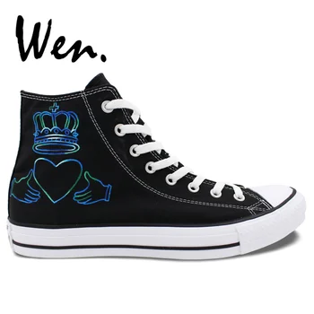 Wen Men Women's Hand Painted Shoes Design Custom Simple Minds High Top Canvas Sneakers Men Women's Christmas Gifts Wen Men Women's Hand Painted Shoes Design Custom Simple Minds High Top Canvas Sneakers Men Women's Christmas Gifts