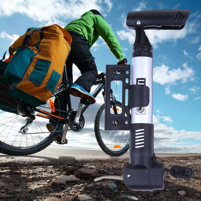 Mini Portable Bike Bicycle Metal Air Pump Glue Free Repair Tool Kit