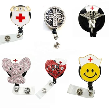 

nurse rhinestone cross retractable id badge holder ooffice accessories