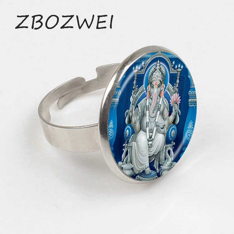 

ZBOZWEI 2018 Lord Ganesh Ganesha Ring God of Fortune Ring Hindu Elephant Ring Buddha Meditation Spiritual Jewelry Ring