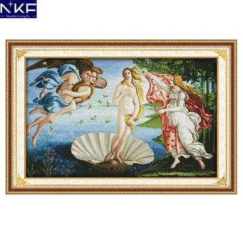 

NKF The Birth of Venus Cross Stitch Pattern Needlework Kits Handcraft Make Embroidery with Chart for Home Decoration