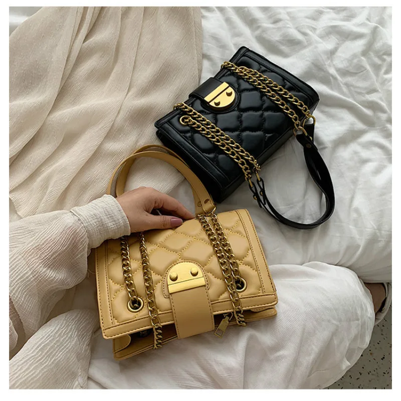 Роскошная брендовая дизайнерская женская сумка через плечо, летняя Новинка, женская сумка на цепочке, Женская качественная клетчатая сумка-мессенджер