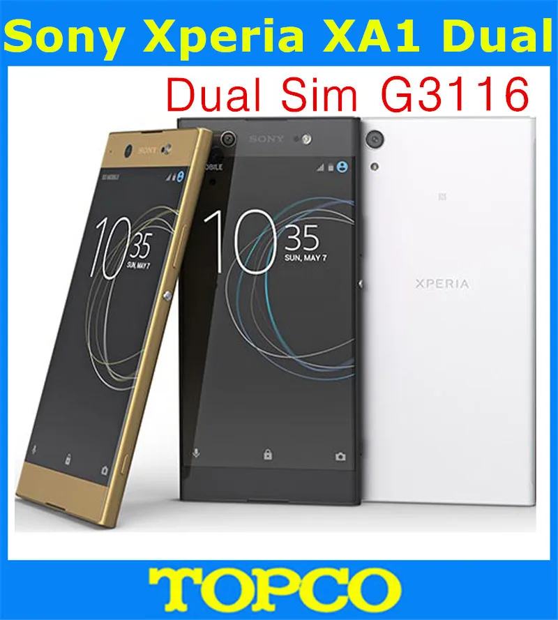 Разблокированный мобильный телефон sony Xperia XA1 Dual G3116, 4G Android, четыре ядра, две sim-карты, 5,0 дюймов, 23 МП ram, 3 ГБ rom, 32 ГБ