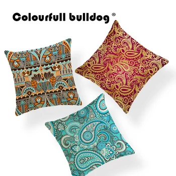 

Totem Cushion Geometry Pillow Cover Paisley Pillows Flower Red Leaves Feather Hippie Family Anniversary Gift For Couples Lovely