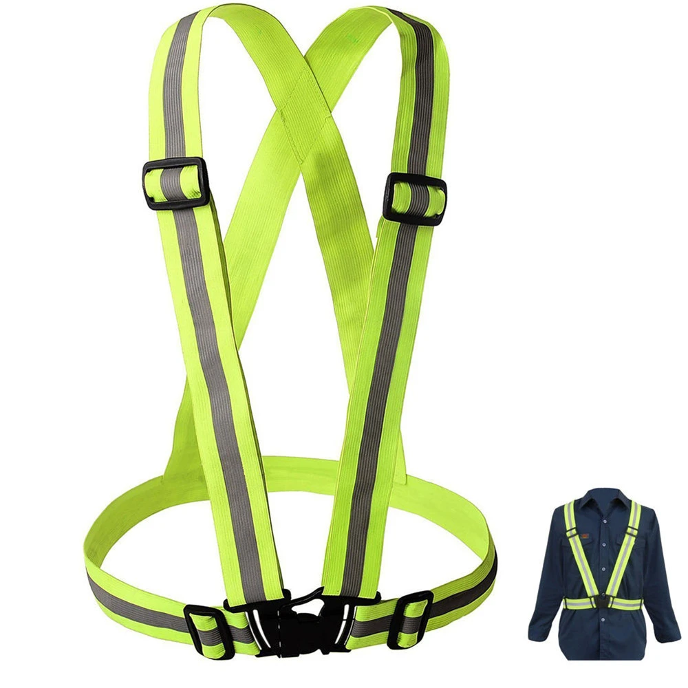 Reflective Vest Safety High Visibility Gear Stripes Jacket Night Running Walking