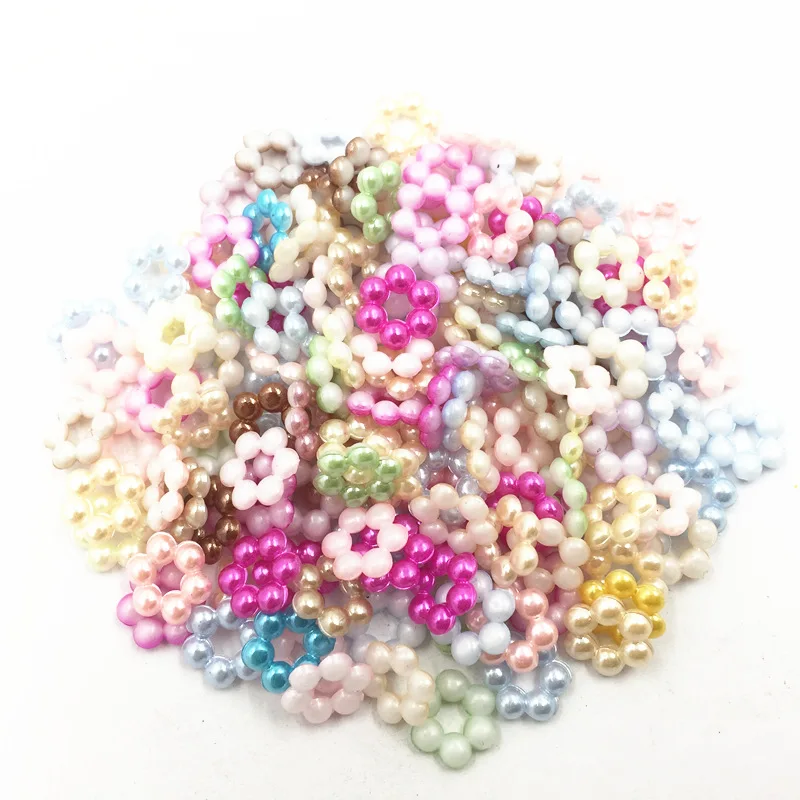 100Pcs Mixed Colorful Spacer Beads Round Flower Acrylic Fashion Jewelry
