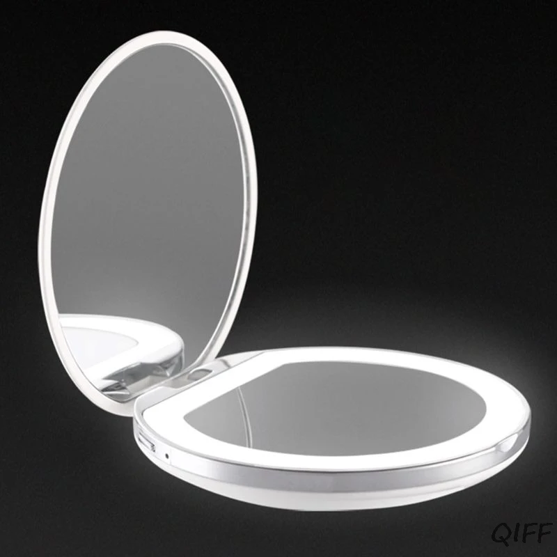 Креативный светодиодный мини круглое зеркало для макияжа с подсветкой, 3X увеличительное компактное портативное USB перезаряжаемое косметическое средство с регулируемой яркостью
