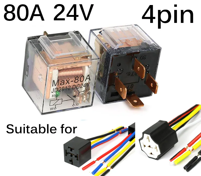 80A/100A автомобильные реле 12 V/24 V SPST 4 Pin/SPDT 5 Pin с зеленый светодиодный свет и Керамика разъем Водонепроницаемый дополнительно