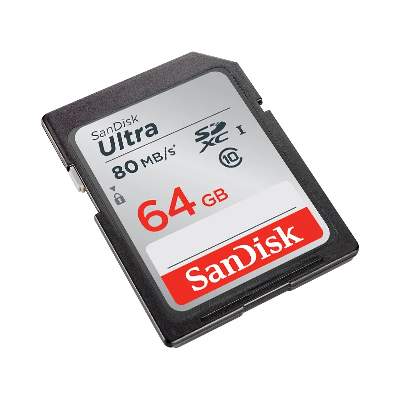 Карты памяти SanDisk Ultra SD карта SDXC 64 Гб C10 80 МБ/с. читать Скорость UHS I Full HD для Камера