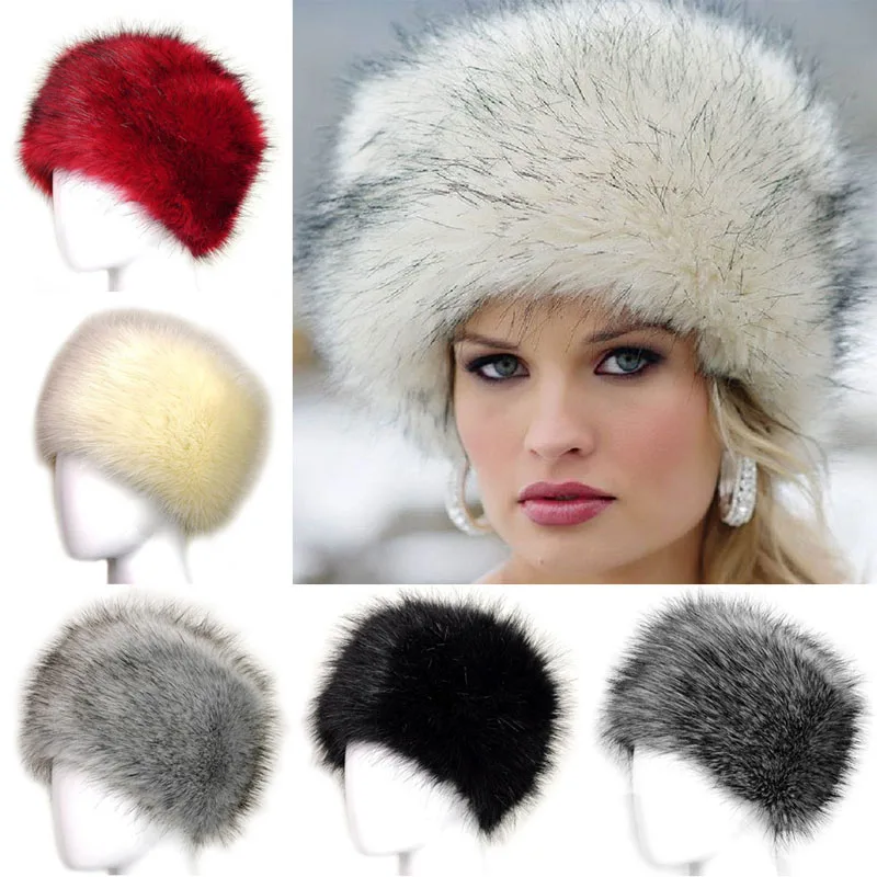 Fashion Women Lady Faux Fox Fur Cossack 