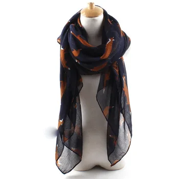 

Fashion Joker Spring Cotton Animal Scarf Warm Fox Print Shawl Scarf 7colors 100*180cm