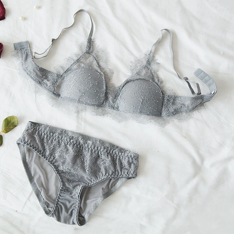 Треугольники Беспроводной Bralette комплект тонкий хлопок нижнее белье дышащее с