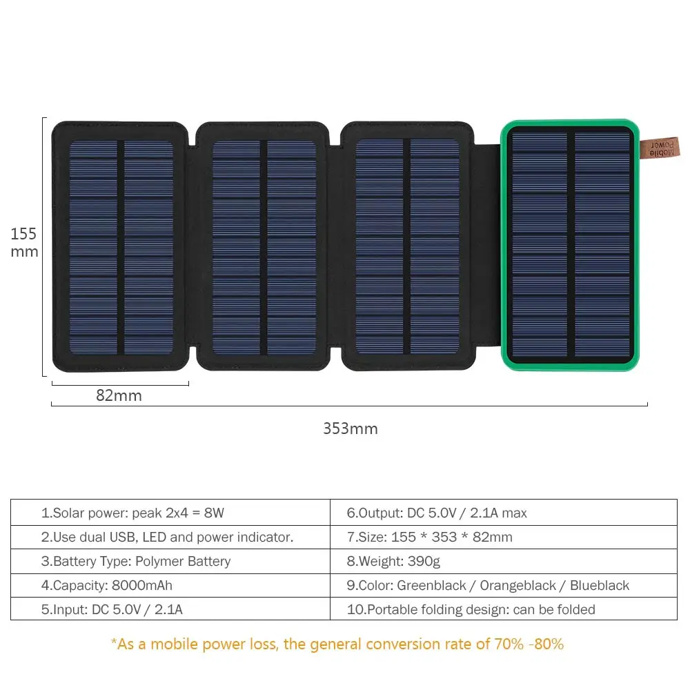 Tollcuudda Portable Phone Power Bank Solar Charger Panel 10000mAh External Battery For Iphone Xiaomi Huawei Universal Powerbank