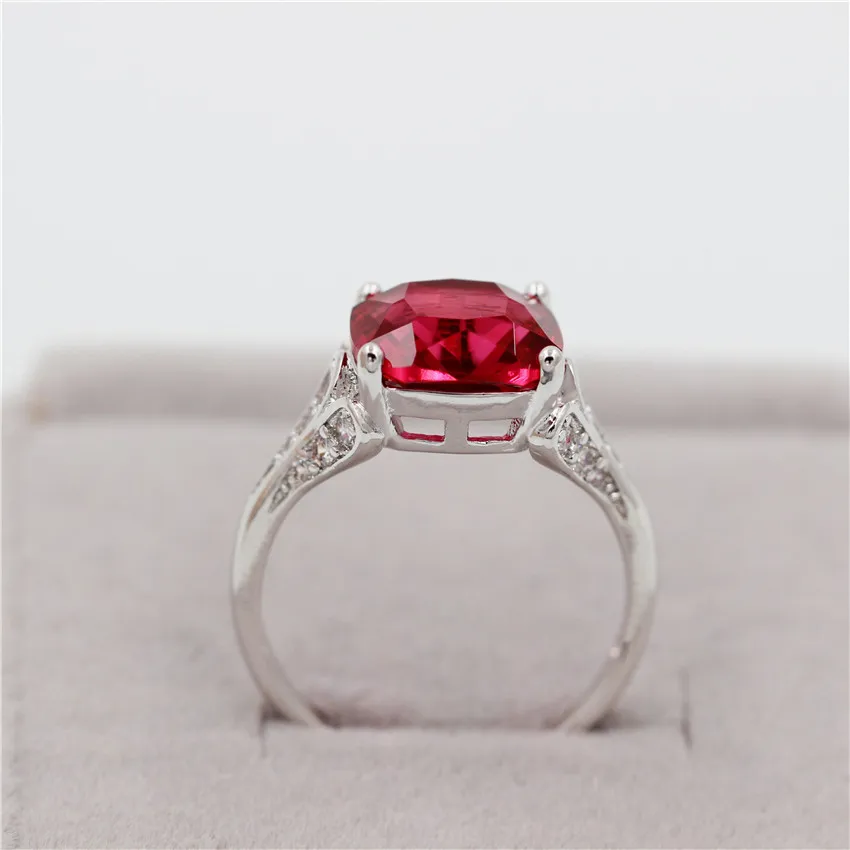 Uloveido Wedding Rings for Women Silver Color Engagement Ring Female Red Crystal Ringen Sale Bijoux Anel bague femme 15%Off Y146