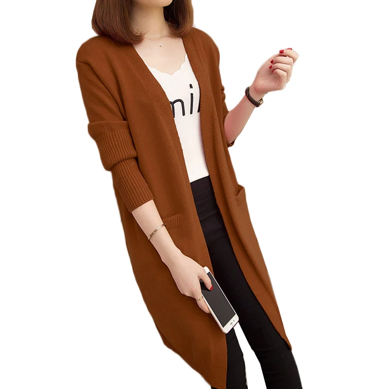 

Women Long Sweater Coat Knitwear Cardigan 2018 Spring Autumn New Loose Wild Long Sleeve Sweater Cardigan Female Casual Tops Z50