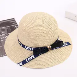 Леди соломенная шляпа Женская сезон: весна–лето приморский пляжные кепки солнцезащитный крем Шапки девочек путешествия солнцезащитная
