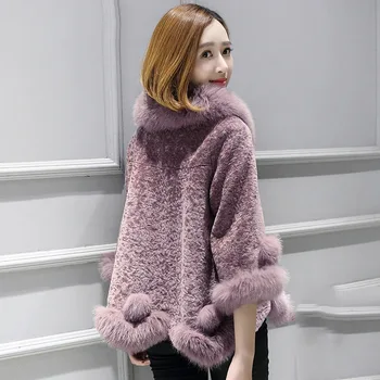 

Warm natural wool coats outerwear women real wool jackets with real fox fur collar cuff bottom 2018 new autumn winter