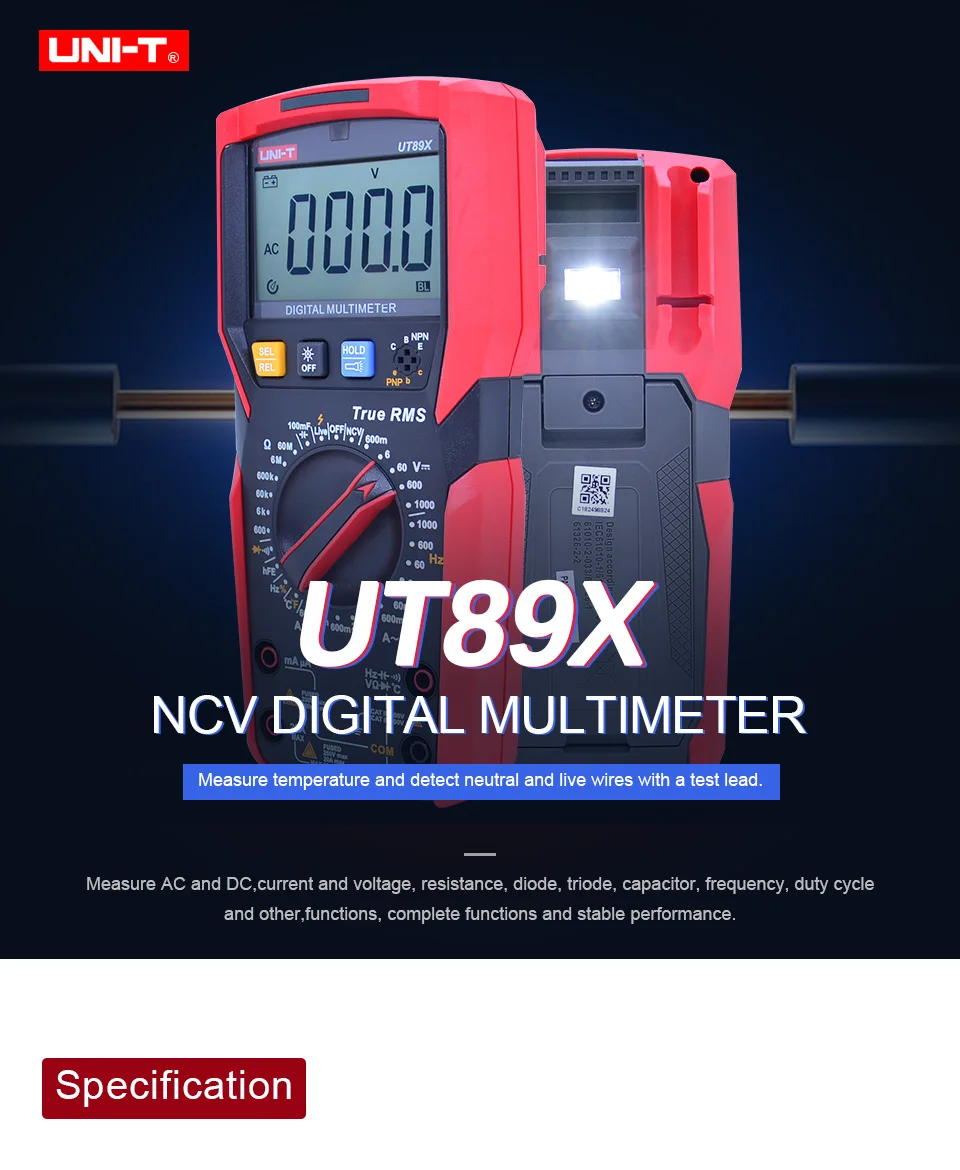 UNI T ut89x trms multímetro tester ac