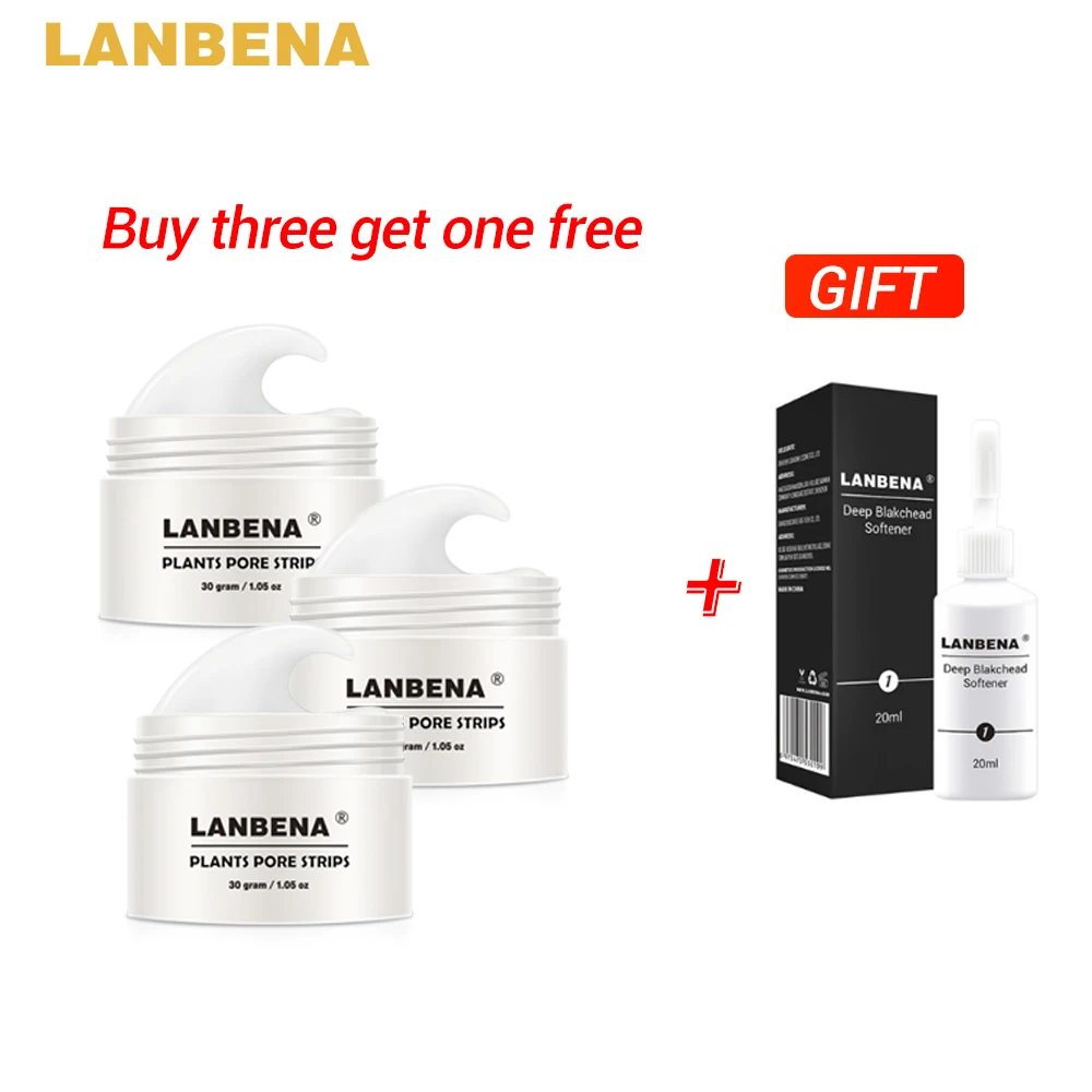 Купить 3 получить 1 подарок LANBENA для удаления угрей маска носа полоска пор черная