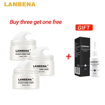

Buy 3 Get 1 Gift LANBENA Blackhead Remover Nose Mask Pore Strip Black Mask 3pcs+ Deep Blackhead Softener Derived Liquid Peeling