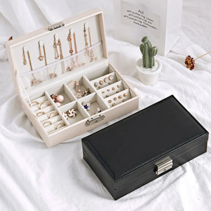 

1PC Jewelry Boxes Ring Necklace Jewelry Leather Makeup Organizer Storage Box Container Case Gift Box Women Cosmetic Casket